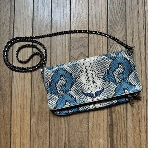 Zadig & Voltaire Snakeskin Blue and Cream Rock Crossbody Bag